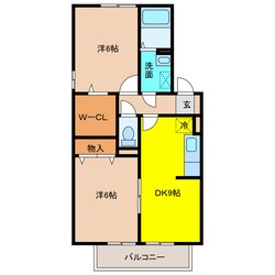 古賀 徒歩4分 2階の物件間取画像